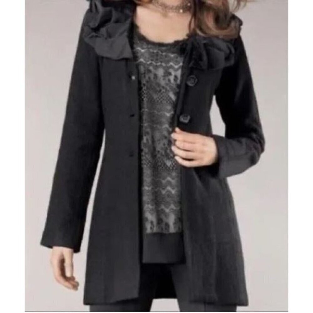 Cabi Jacket Womens Large Black Editor in Chief Wool Cottagecore Feminine Classic